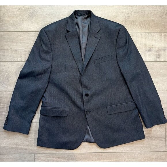 Ralph Lauren Blazer Mens 44R Gray Herringbone Polyester‎ Blend Tweed Sport Coat